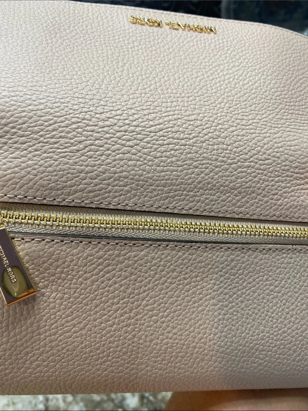Michael Kors Pale Pink Pebbled Leather Wallet with Gold Logo